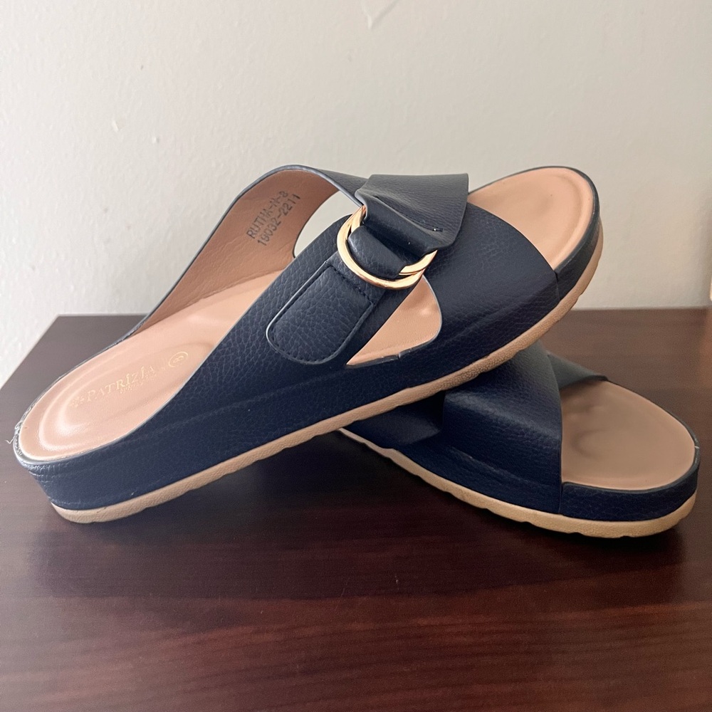Patrizia by Spring Step Rutha Cross Band Sandals - Navy - Picture 1 of 9